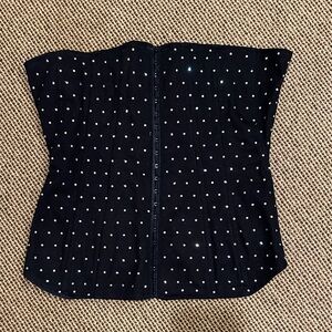 WeWoreWhat Black Corset Top with White Polka Dots
